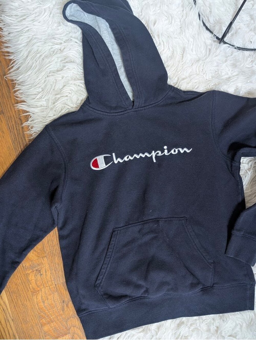 Champion Authentic Athleticwear Black Hoodie Sweatshirt Size Kids Large